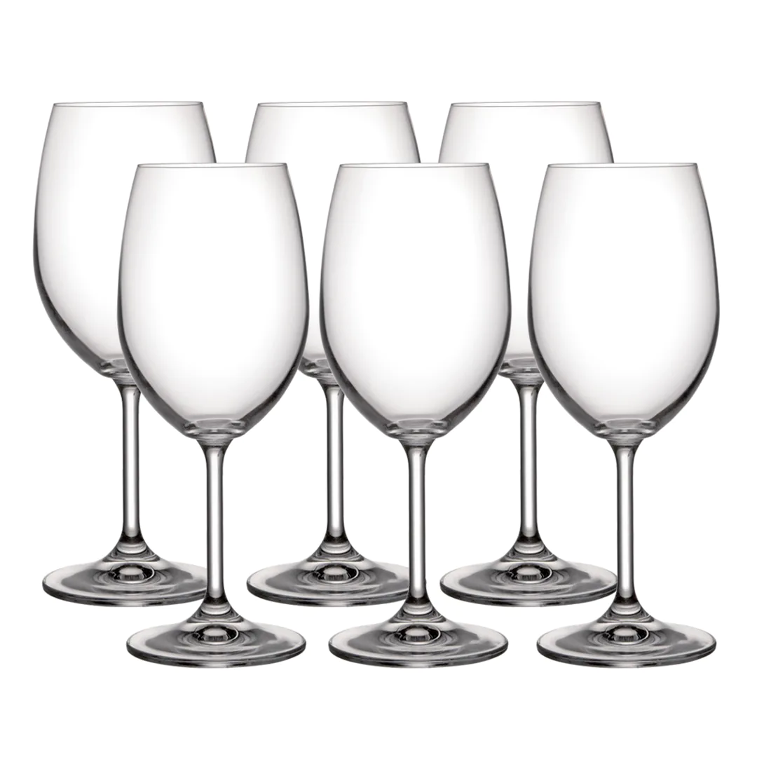 Jogo de 6 tacas para vinho branco Xtra em cristal ecologico 360ml A23,5cm -  Liane Casa Decor