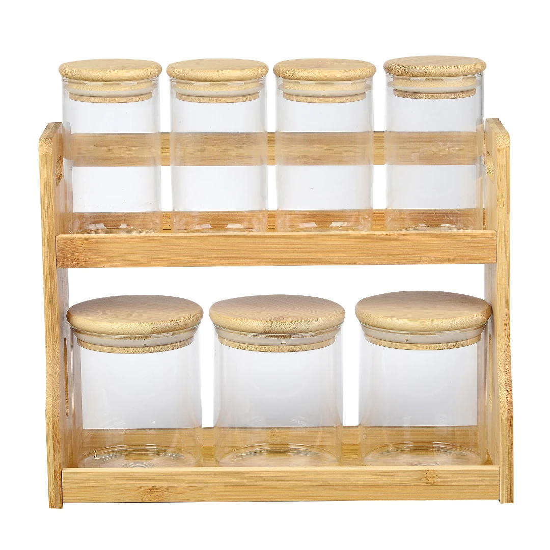 Full Fit - Jogo de 7 porta condimentos em vidro borossilicato com