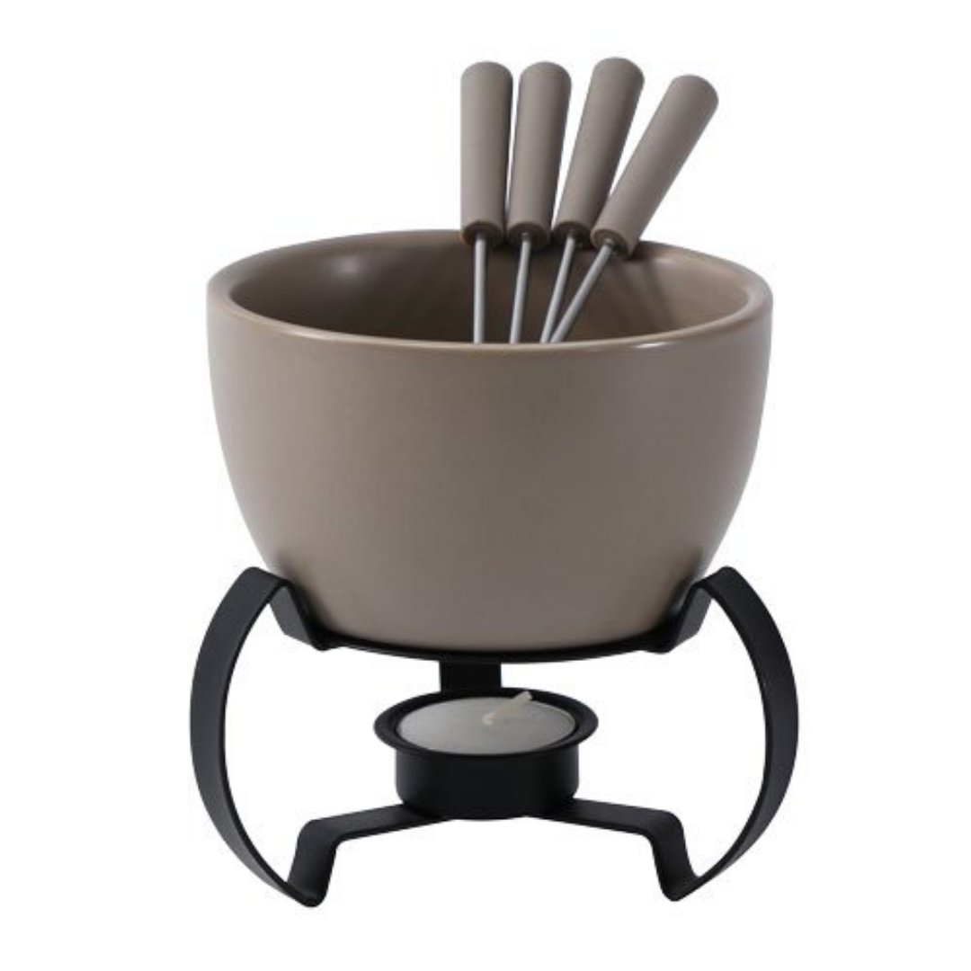 Imagem ilustrativa para Aparelho de fondue para chocolate em cerâmica 7 peças D13xA13,3cm 460ml marrom