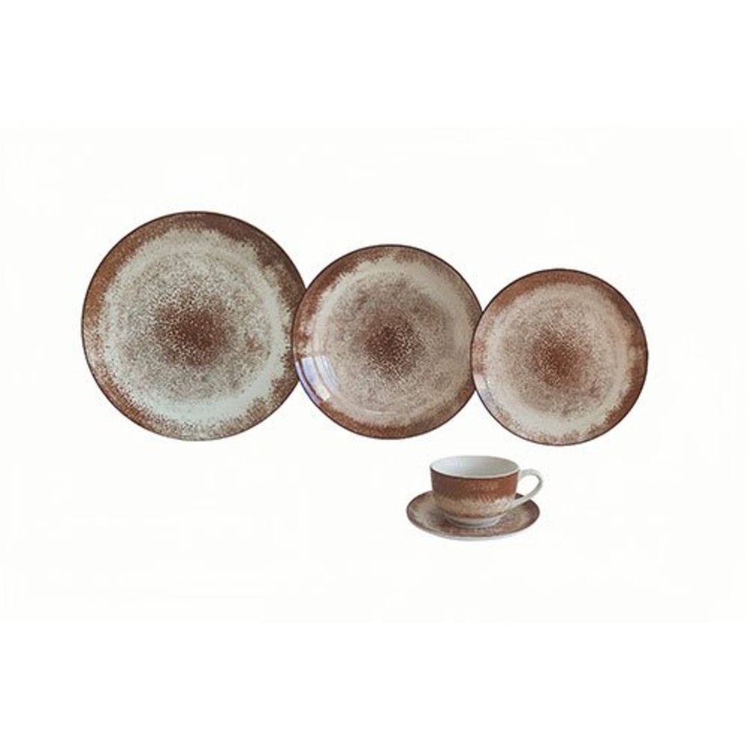 Imagem ilustrativa para Aparelho de jantar em porcelana 20 peças marrom