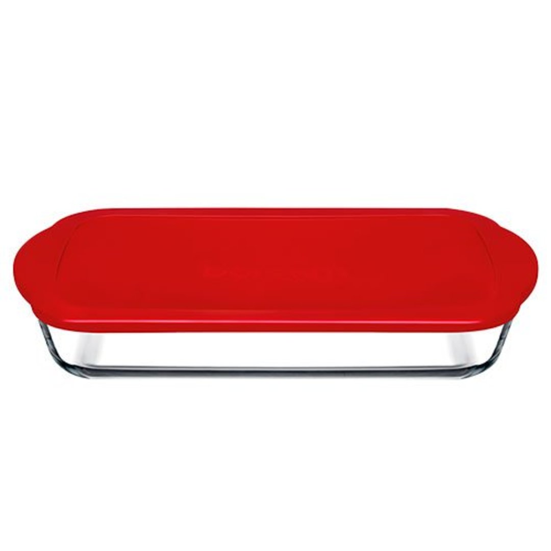 Imagem ilustrativa para Assadeira retangular em vidro borossilicato com tampa plastica 3,85L P40xL25,5xA6cm