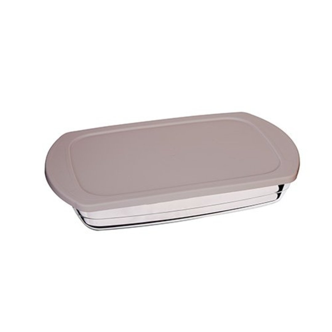 Imagem ilustrativa para Assadeira retangular em vidro borossilicato com tampa plastica cinza 1,6L P28,4xL20,2xA5,1cm