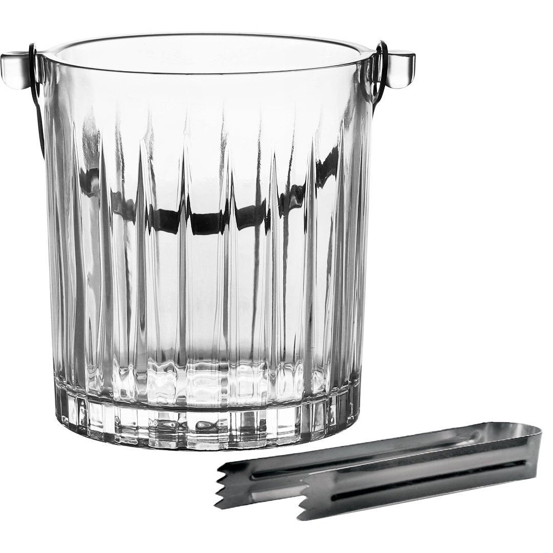 Imagem ilustrativa para Balde de gelo em cristal ecológico com pinça e alça 1L