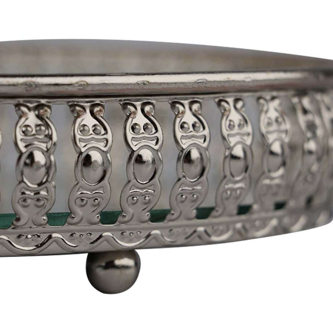 Fotografia para o produto Bandeja oval em ferro com espelho L24,5xP15xA4cm cor prata