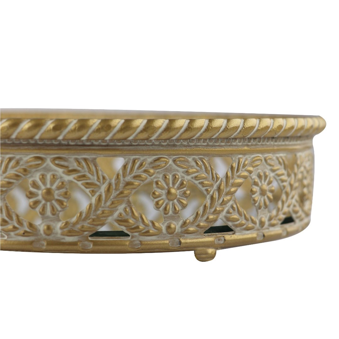 Fotografia para o produto Bandeja oval Romani em ferro com espelho L32xP17xA5cm cor dourada