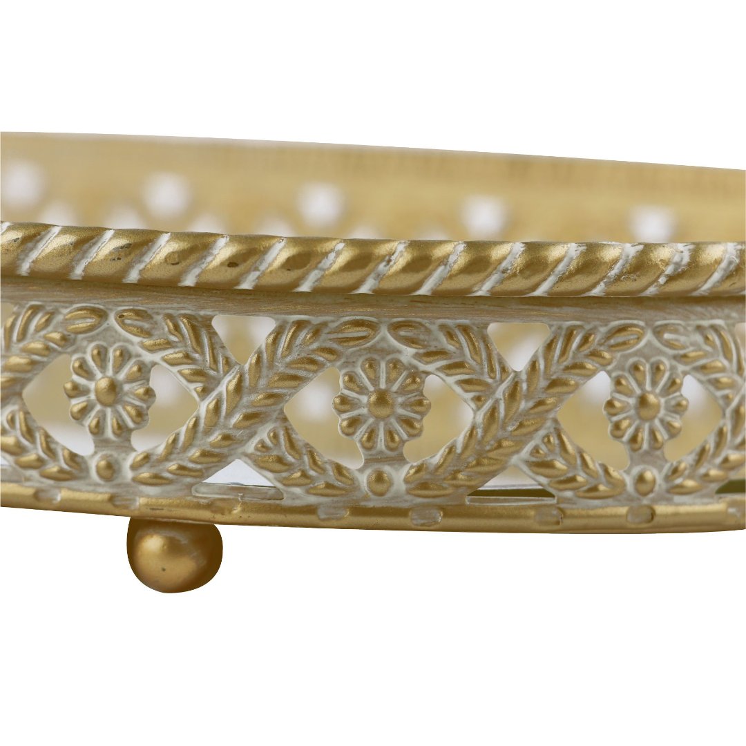 Fotografia para o produto Bandeja oval Romani em ferro com espelho L36xP21xA5cm cor dourada