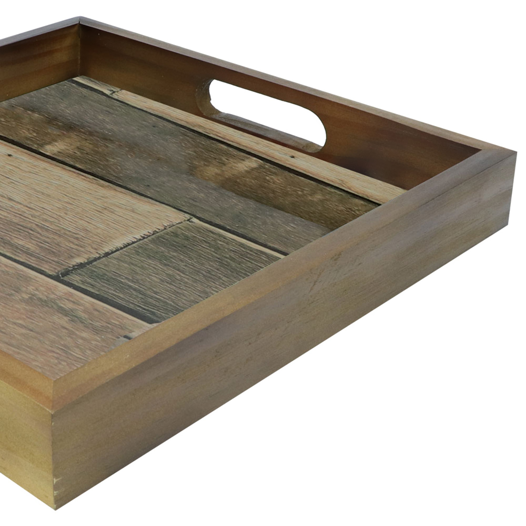 Fotografia para o produto Bandeja quadrada de madeira com alça L35xP35xA5cm