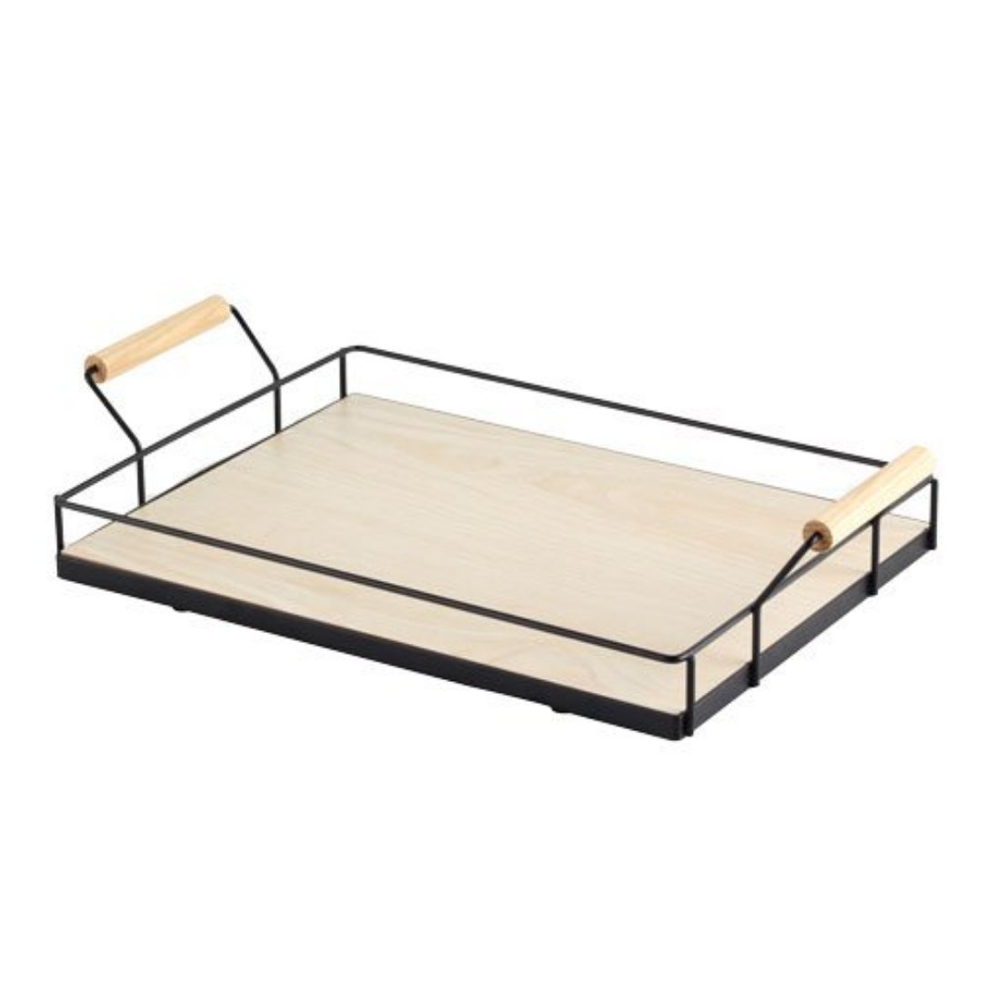 Fotografia para o produto Bandeja quadrada em metal e MDF L41xP25xA8,4cm