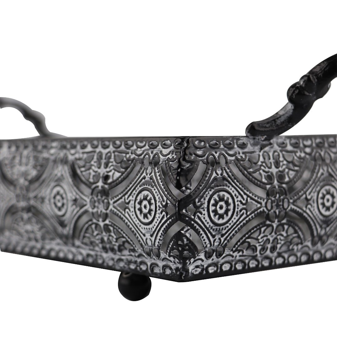 Fotografia para o produto Bandeja retangular Bakir em ferro com espelho e alça L35xP19xA10cm cor prata