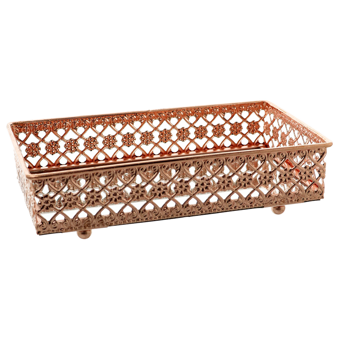 Fotografia para o produto Bandeja retangular com espelho em ferro L20xP11,5xA5cm