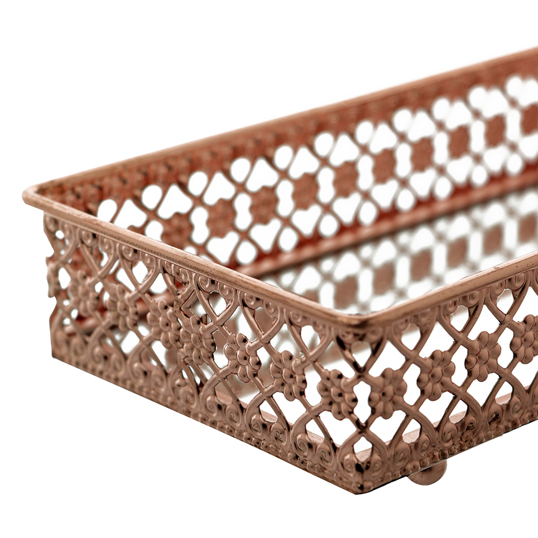 Fotografia para o produto Bandeja retangular com espelho em ferro L20xP11,5xA5cm