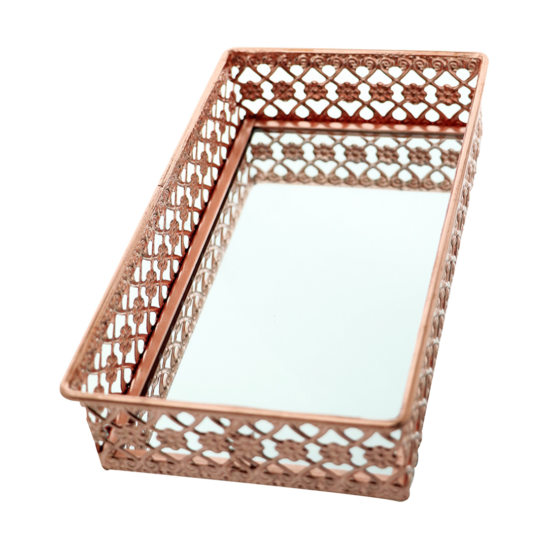 Fotografia para o produto Bandeja retangular com espelho em ferro L20xP11,5xA5cm