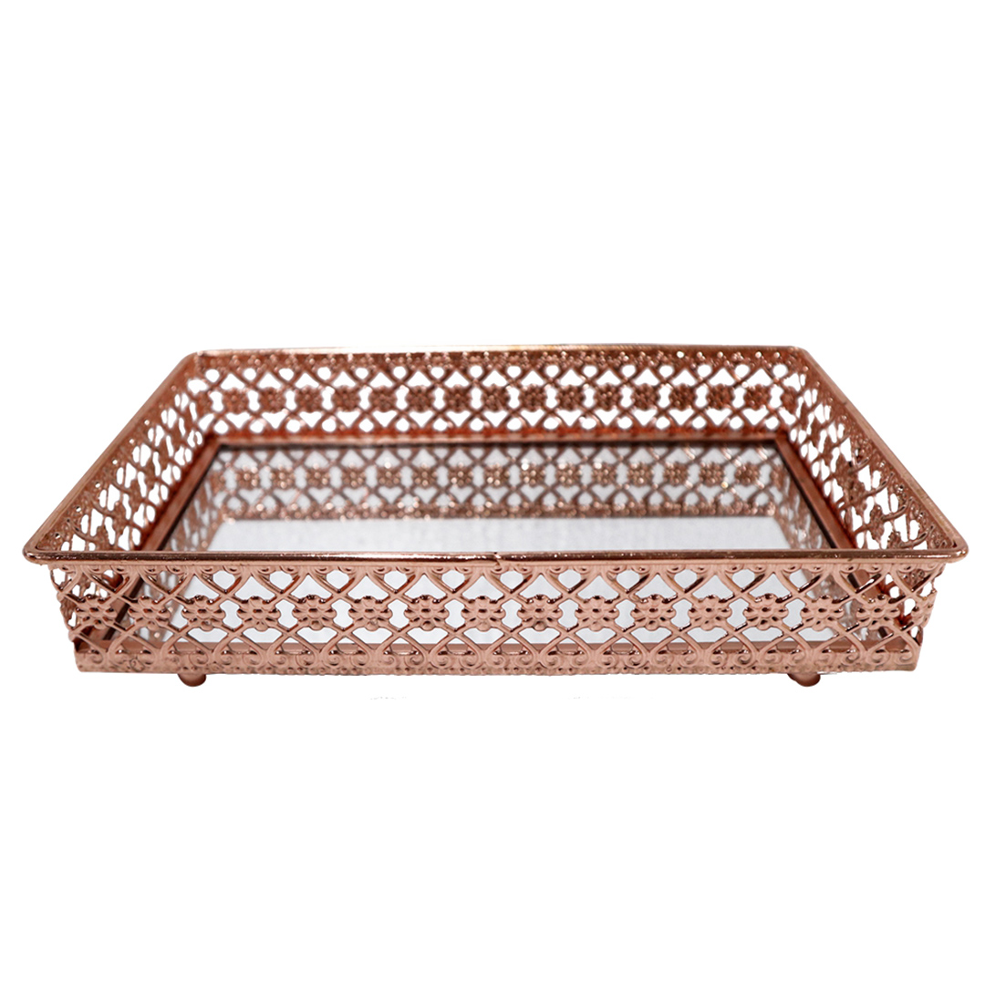 Fotografia para o produto Bandeja retangular com espelho em ferro L23xP14xA5cm