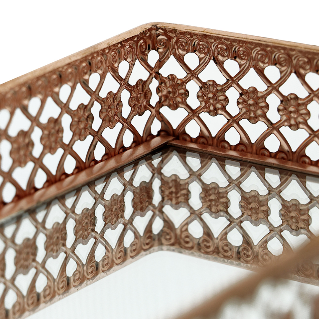 Fotografia para o produto Bandeja retangular com espelho em ferro L23xP14xA5cm