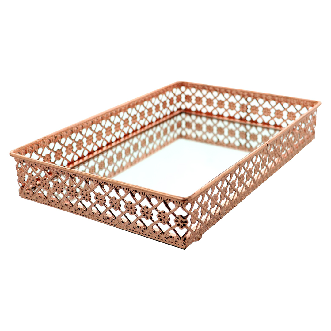 Fotografia para o produto Bandeja retangular com espelho em ferro L26xP17xA5cm