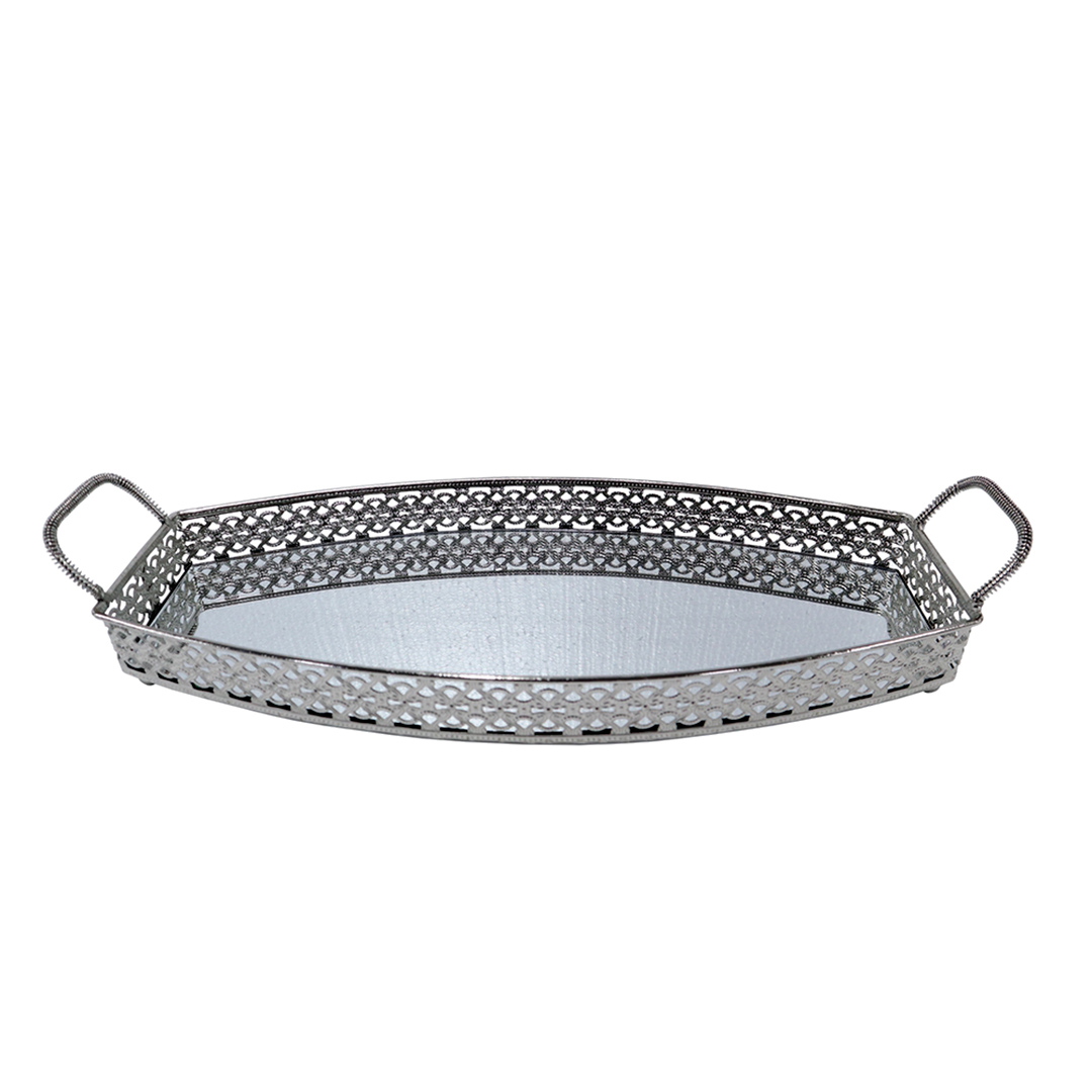 Fotografia para o produto Bandeja retangular com espelho em ferro L52xP21xA9.5cm