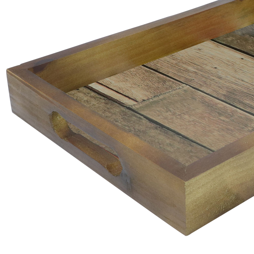 Fotografia para o produto Bandeja retangular de madeira com alça L46xP26xA5cm