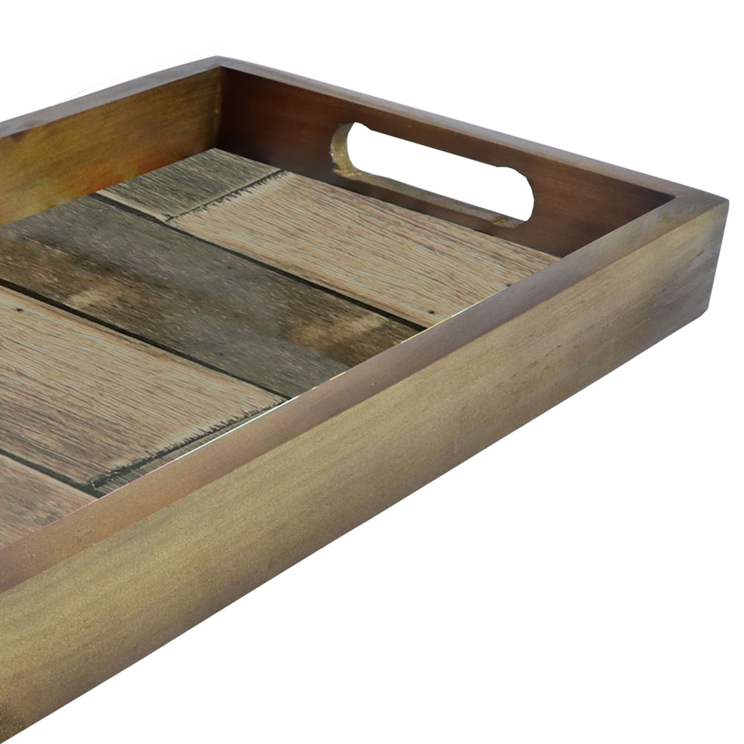Fotografia para o produto Bandeja retangular de madeira com alça L46xP26xA5cm