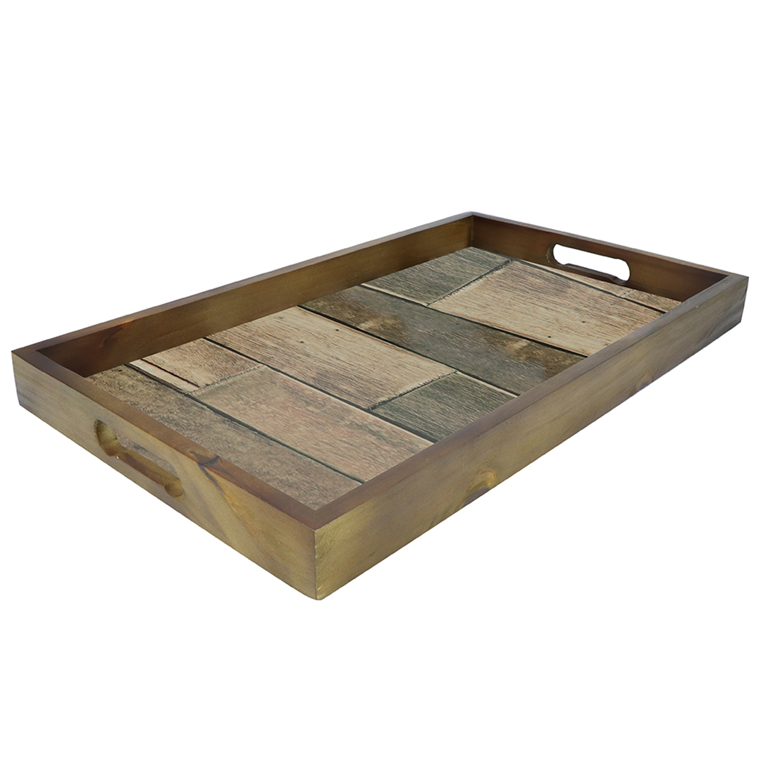 Imagem ilustrativa para Bandeja retangular de madeira com alça L60xP35xA5cm cor marrom