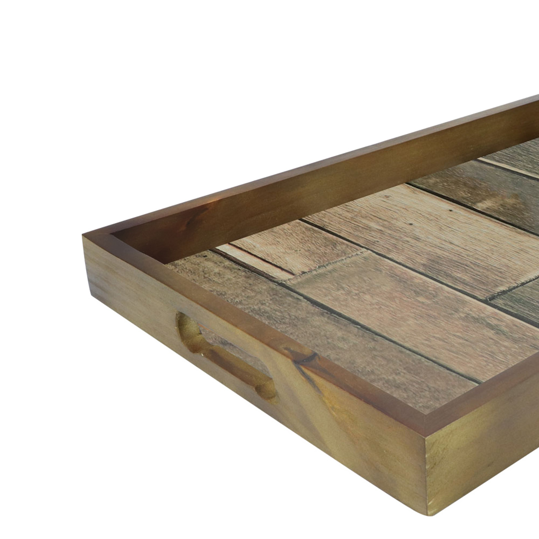 Fotografia para o produto Bandeja retangular de madeira com alça L60xP35xA5cm