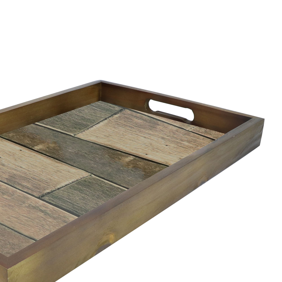 Fotografia para o produto Bandeja retangular de madeira com alça L60xP35xA5cm