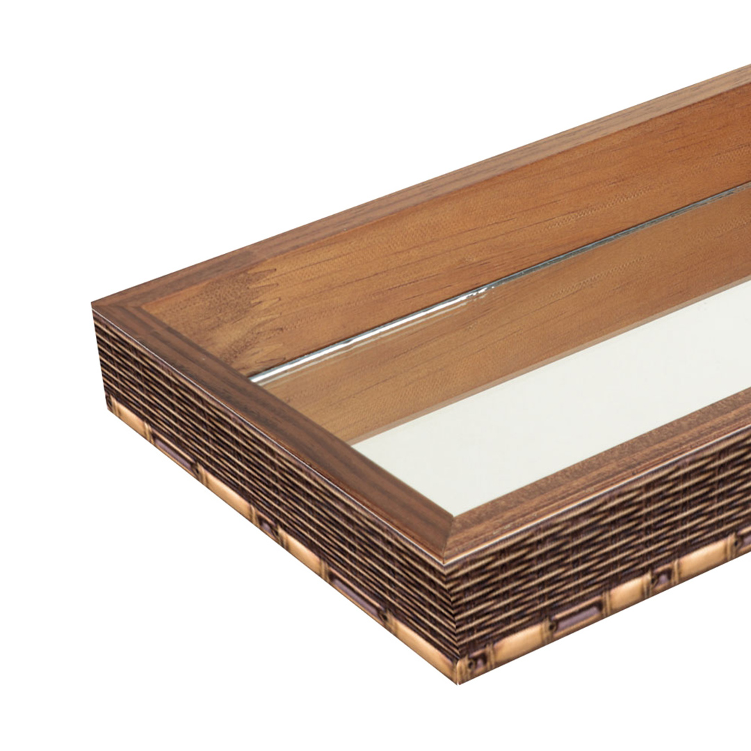 Fotografia para o produto Bandeja retangular de madeira com espelho L29xP18x5cm