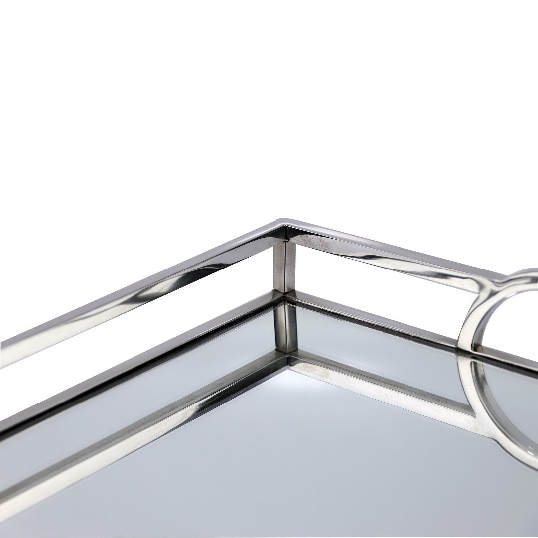 Fotografia para o produto Bandeja retangular em aço inox com espelho L56xP36xA6cm