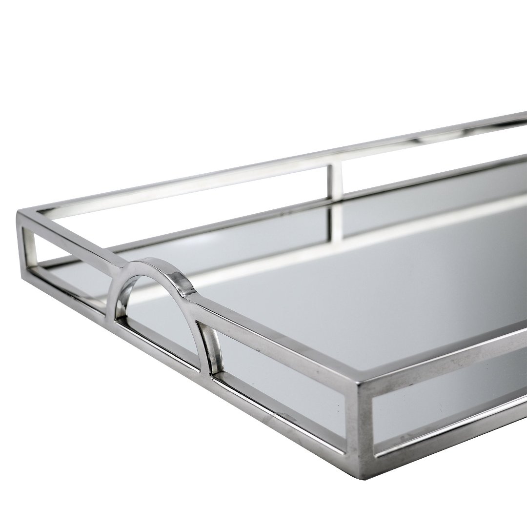 Fotografia para o produto Bandeja retangular em aço inox com espelho L56xP36xA6cm