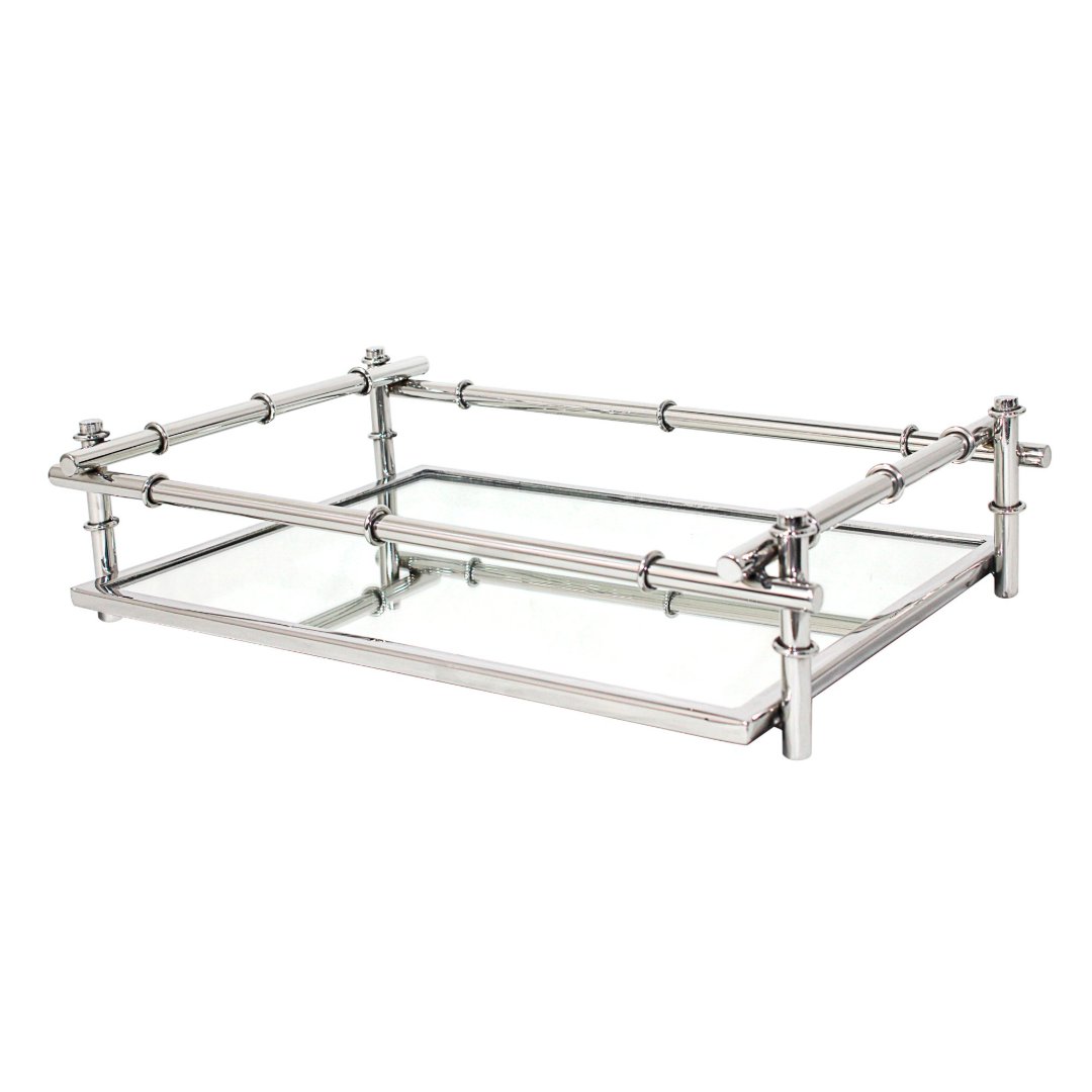 Fotografia para o produto Bandeja retangular em aço inox com espelho P45xL30xA10,5cm prata