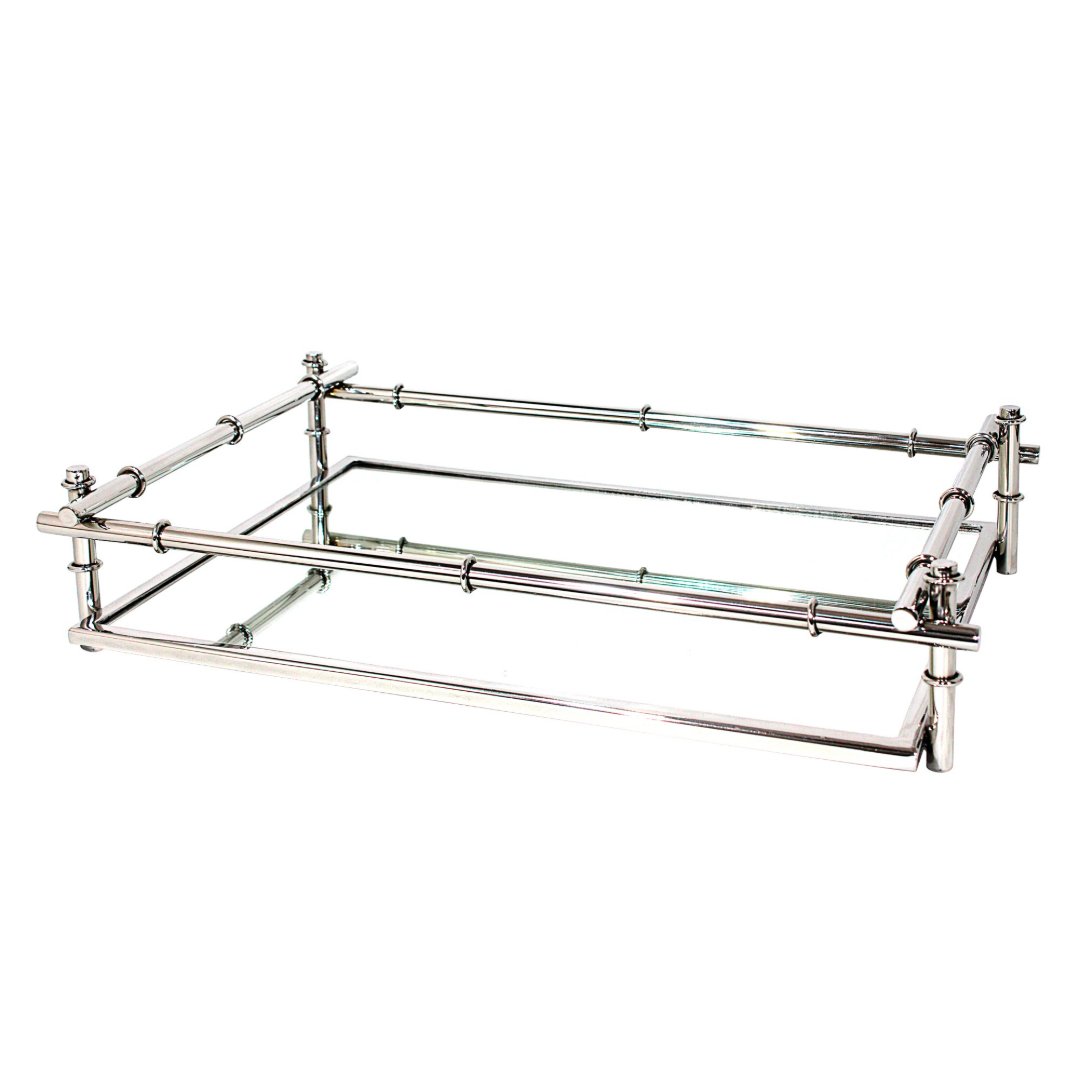 Fotografia para o produto Bandeja retangular em aço inox com espelho P51xL36xA10,5cm prata