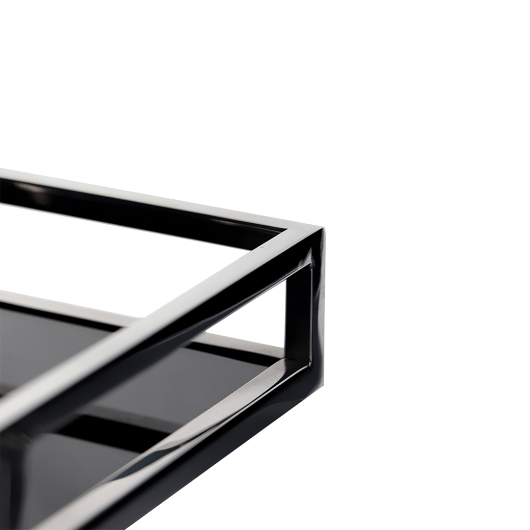 Fotografia para o produto Bandeja retangular em aço inox e vidro L35xP20xA5cm