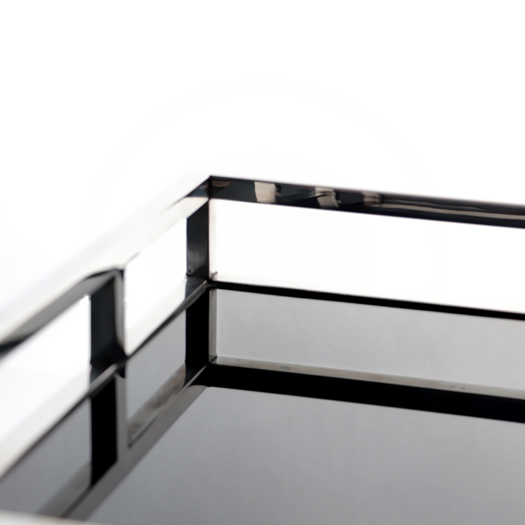 Fotografia para o produto Bandeja retangular em aço inox e vidro L46xP31xA5cm