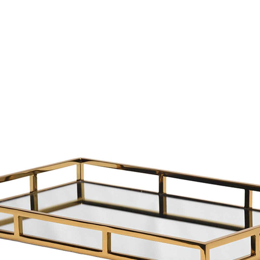 Fotografia para o produto Bandeja retangular em aço inox espelhada L56xP36xA5cm cor dourada