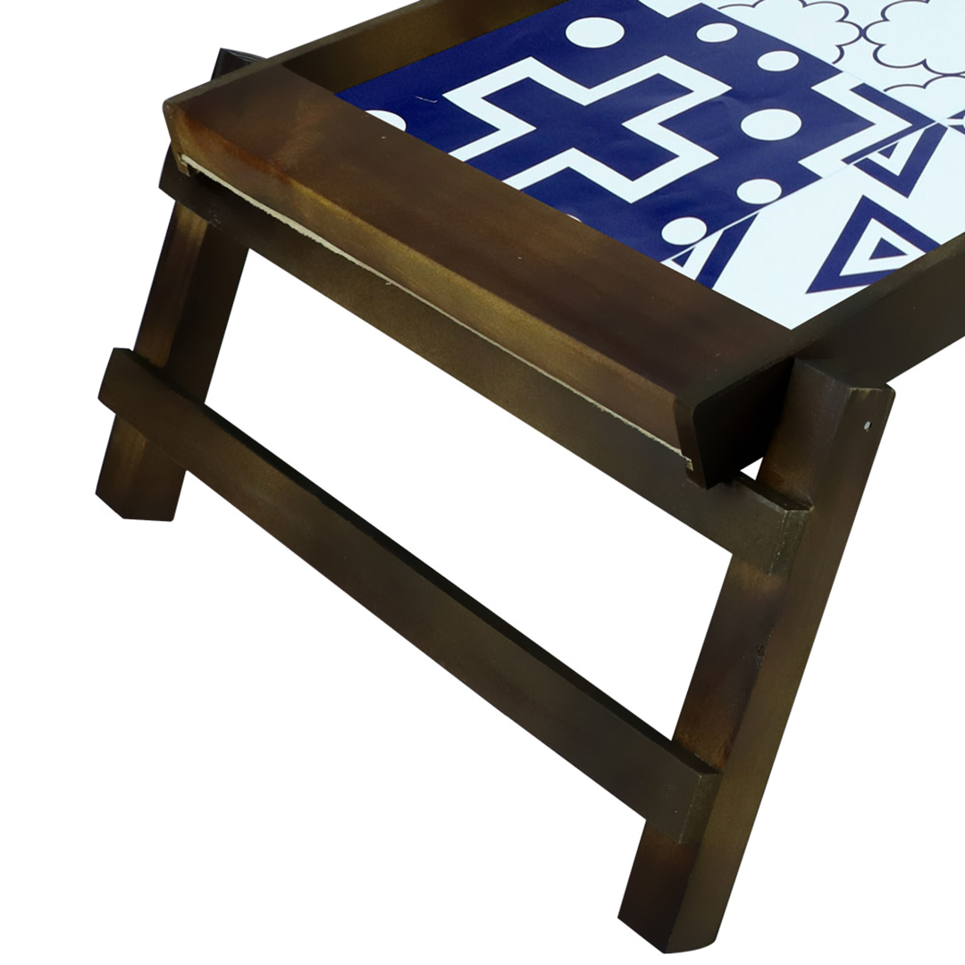 Fotografia para o produto Bandeja retangular em madeira com pé L44xP35xA22cm azulejo azul