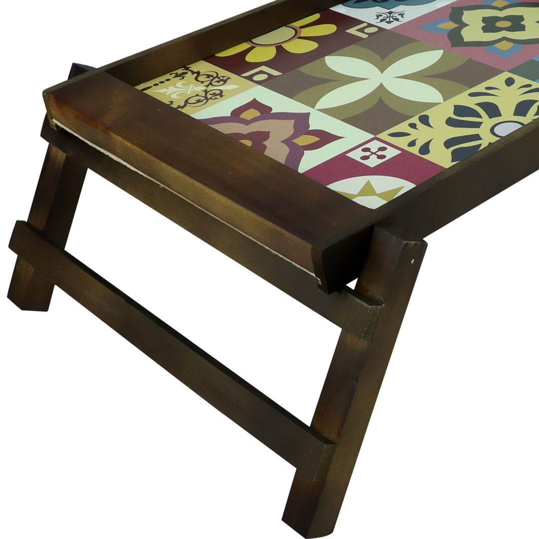 Fotografia para o produto Bandeja retangular em madeira com pé L44xP35xA22cm colorido