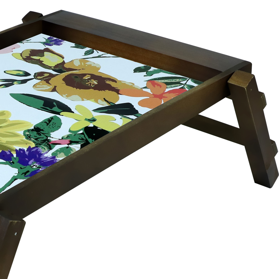 Fotografia para o produto Bandeja retangular em madeira com pé L44xP35xA22cm colorido