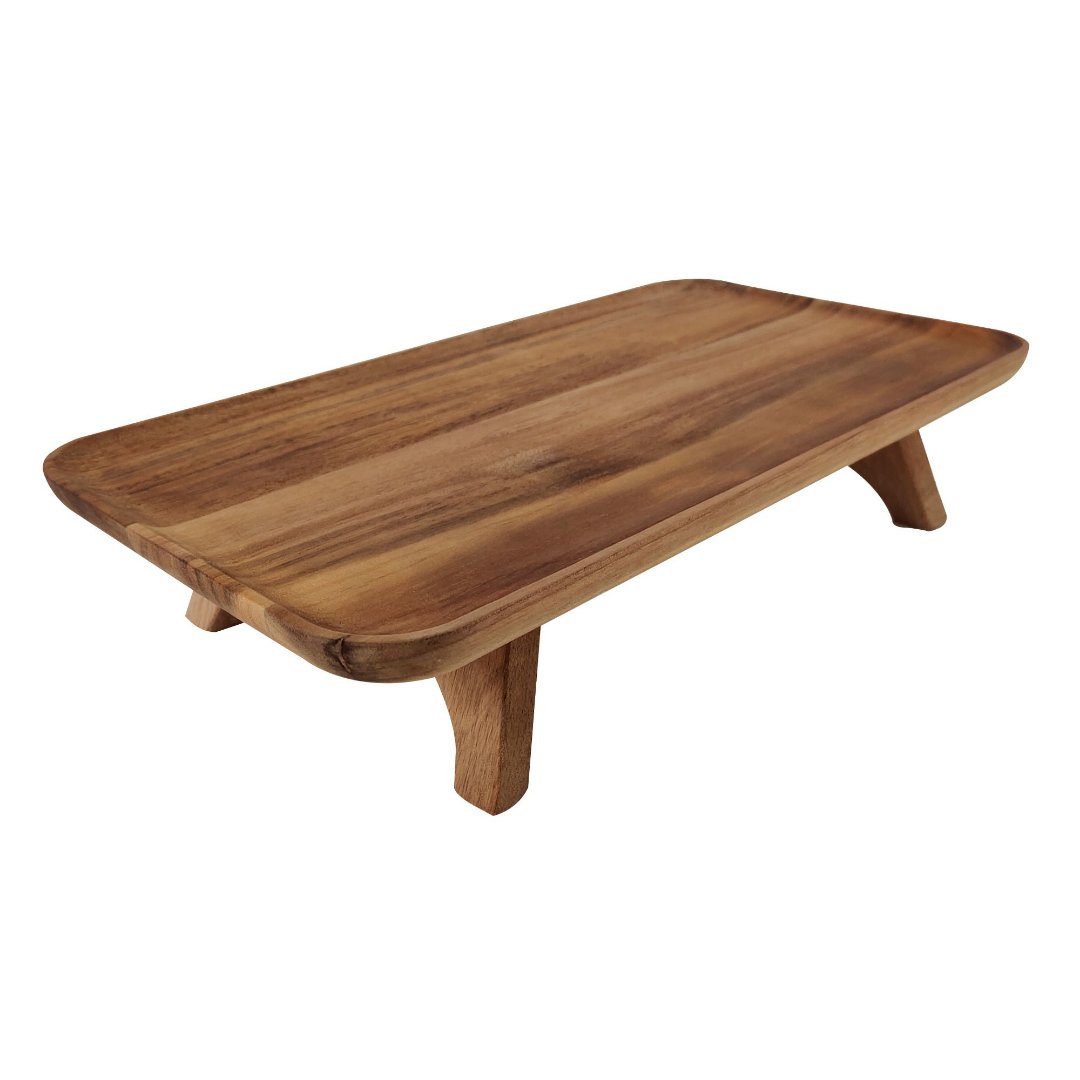 Imagem ilustrativa para Bandeja retangular em madeira de acácia com pé P20,5xL38xA8cm