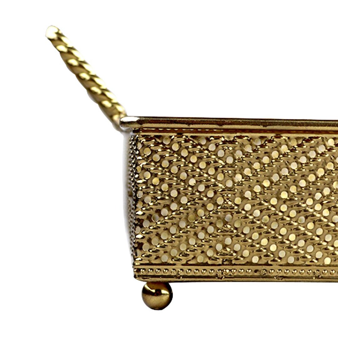 Fotografia para o produto Bandeja retangular Lubili em ferro com espelho e alça L39xP19,5xA9cm <br/>cor dourada