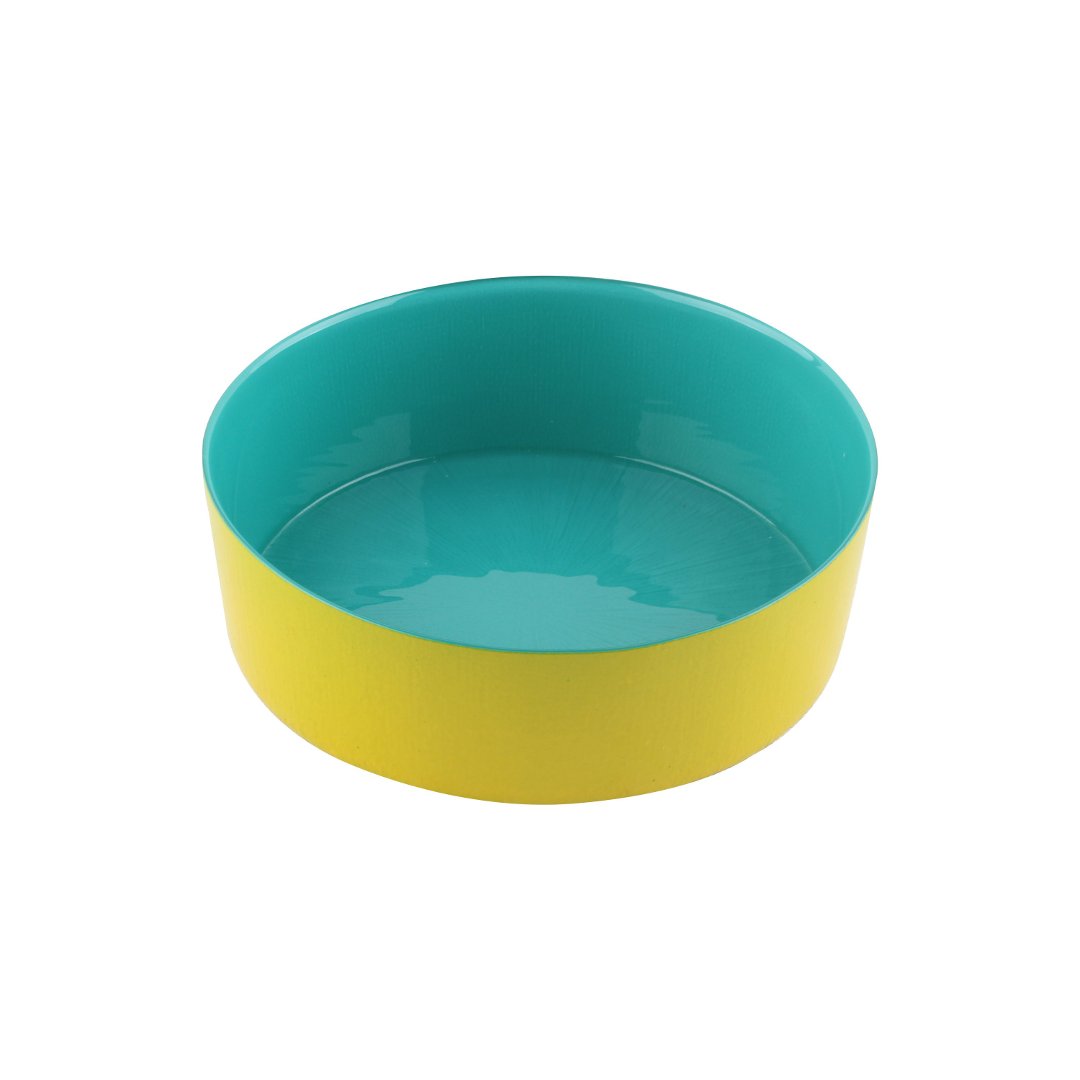 Imagem ilustrativa para Bowl em vidro 300ml D12xA4,5cm azul turquesa e amarelo