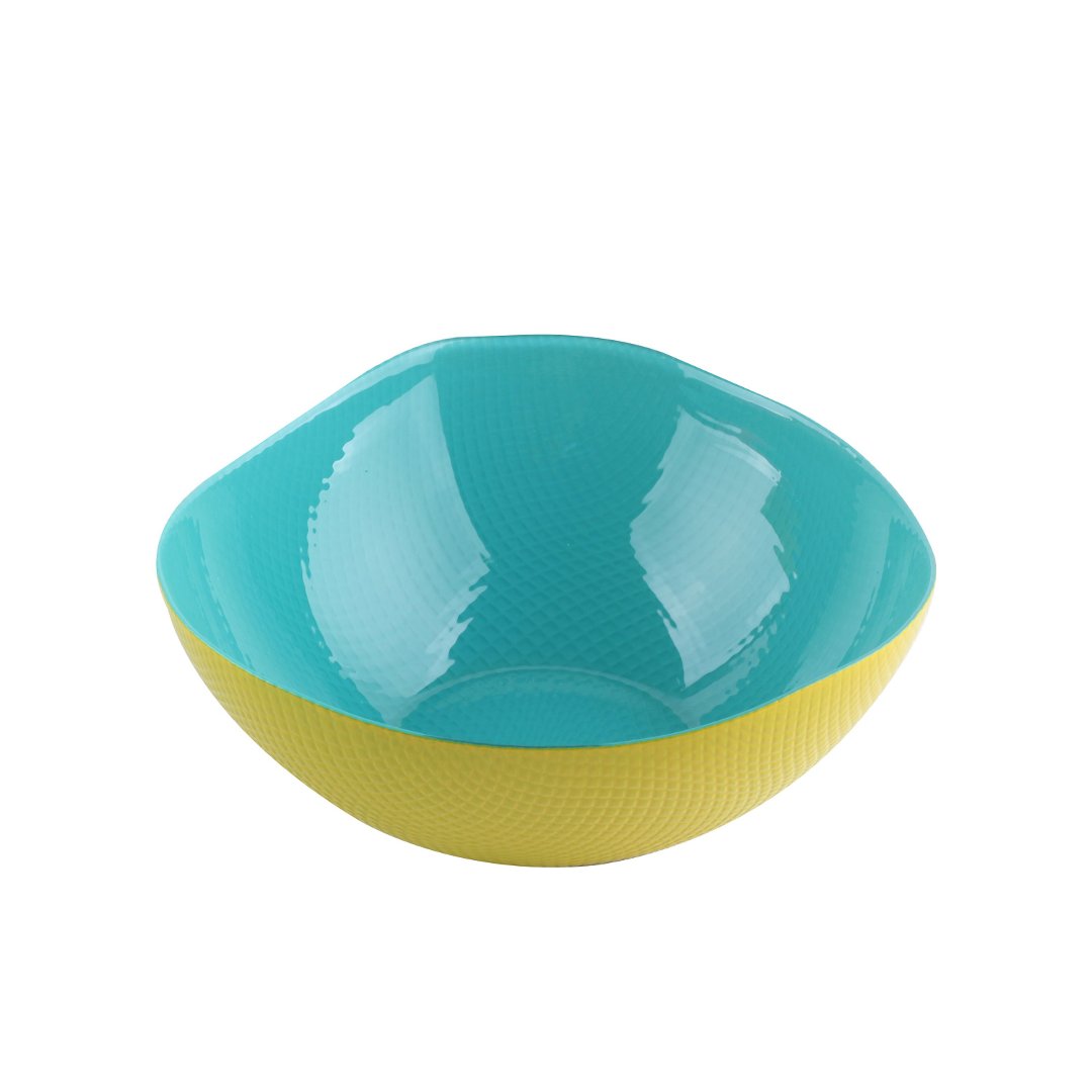 Fotografia para o produto Bowl em vidro 530ml L16xP16xA6cm cor azul turquesa e amarela