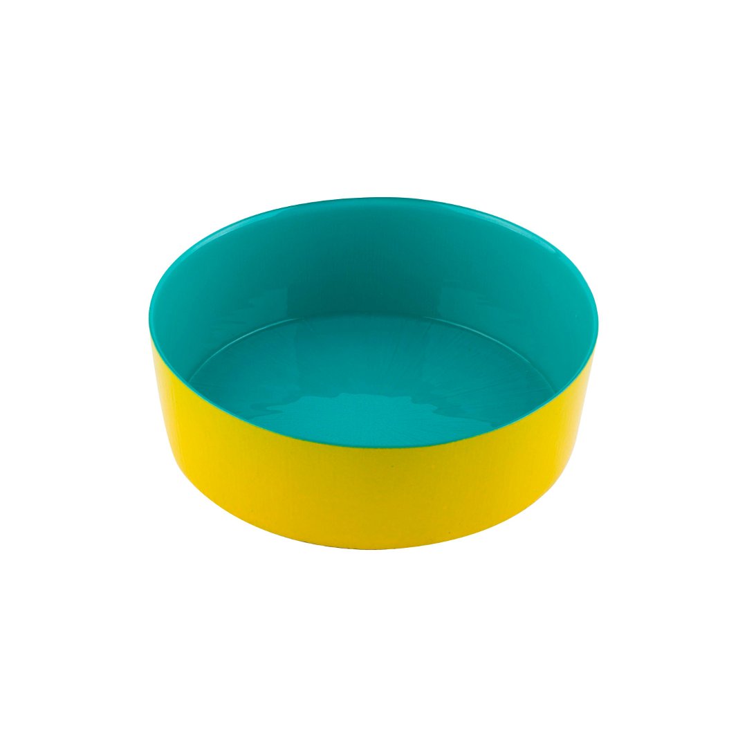 Imagem ilustrativa para Bowl em vidro 645ml D16xA4,5cm azul turquesa e amarelo