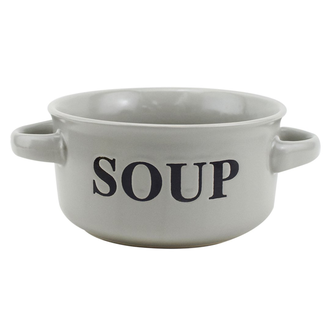 Fotografia para o produto Bowl Soup em porcelana com alca cor cinza escuro