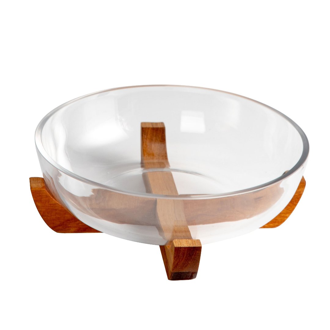 Fotografia para o produto Bowl Wooden em vidro com base de acácia