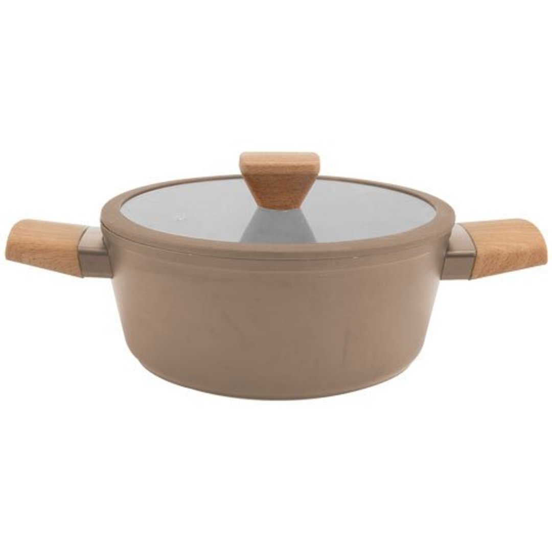 Imagem ilustrativa para Caçarola antiaderente em aluminio rev cerâmico com tampa de vidro 4,1L D24cm fendi mocha