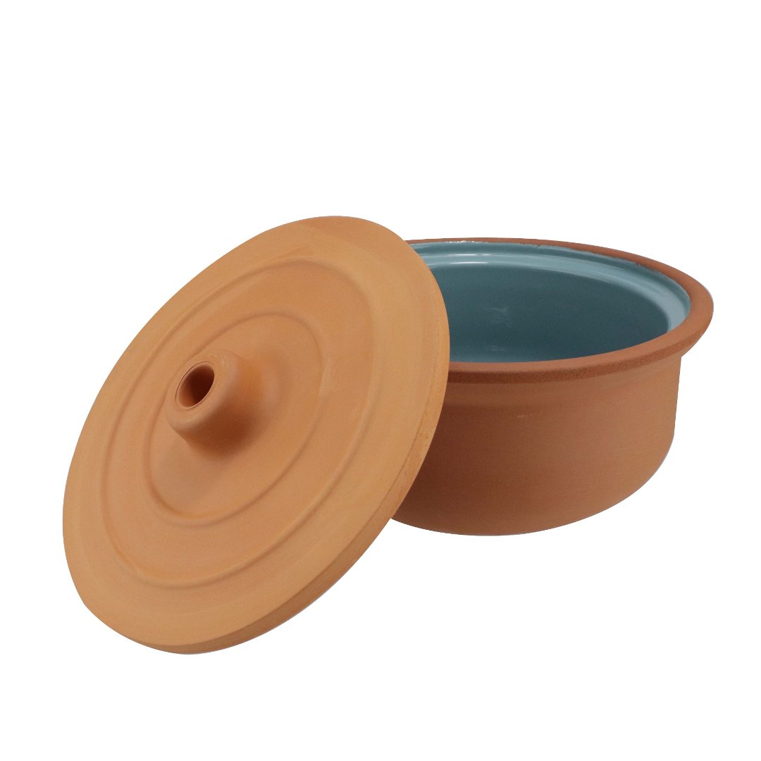 Fotografia para o produto Caçarola Aldeia em cerâmica com tampa 2,5L Ø24xA12cm cor azul turquesa Fotografia para o produto Caçarola Aldeia em cerâmica com tampa 2,5L Ø24xA12cm cor azul turquesa