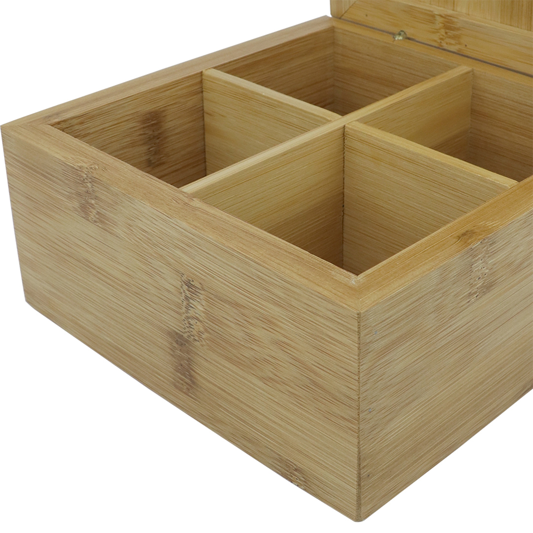 Fotografia para o produto Caixa em bambu quadrada com 4 divisórias L16xP16xA7.8cm
