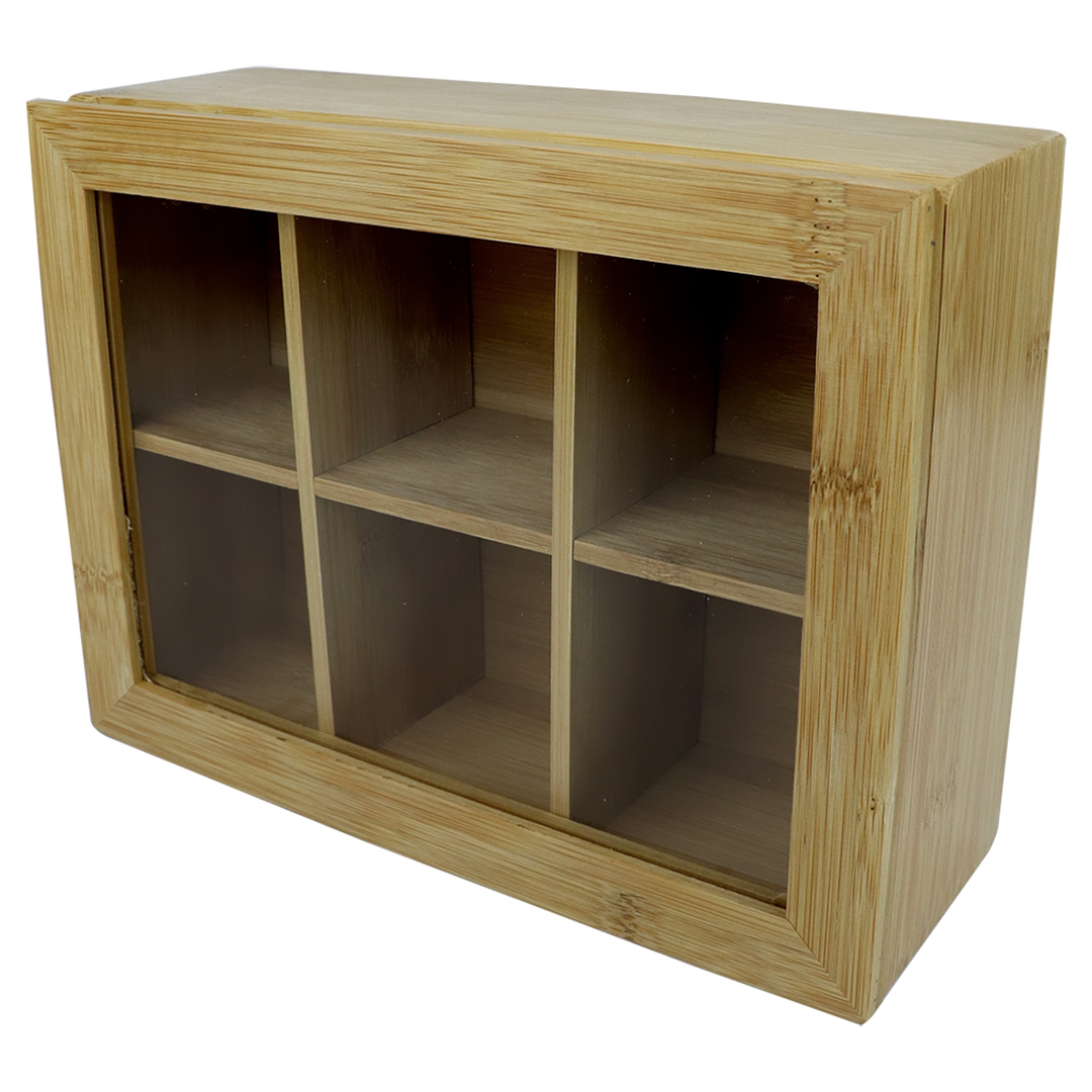 Fotografia para o produto Caixa em bambu retangular com 6 divisórias L24xP18xA7.5cm