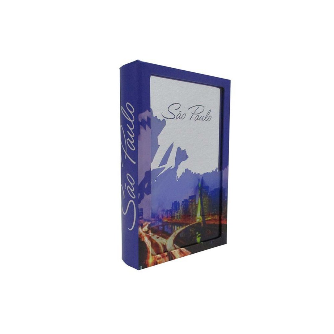 Imagem ilustrativa para Caixa livro com espelho em mdf e vidro P26xL17xA5cm azul