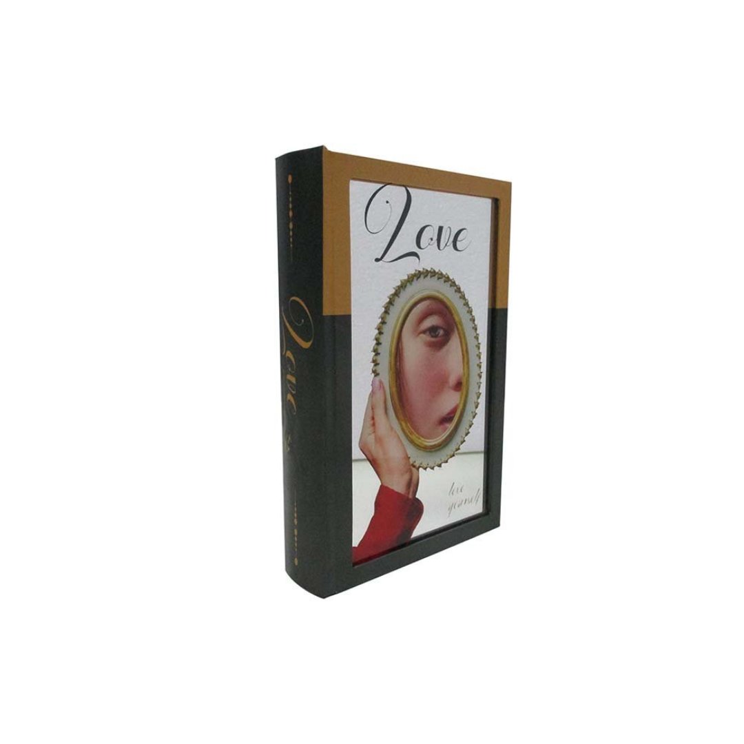 Imagem ilustrativa para Caixa livro com espelho em mdf e vidro P26xL17xA5cm laranja