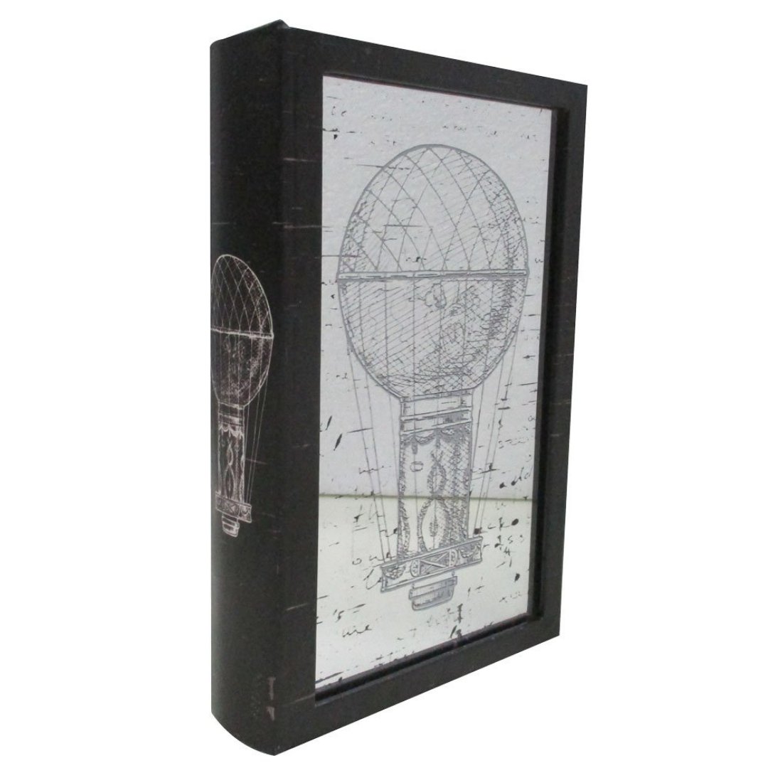 Imagem ilustrativa para Caixa livro com espelho em mdf e vidro P26xL17xA5cm preto